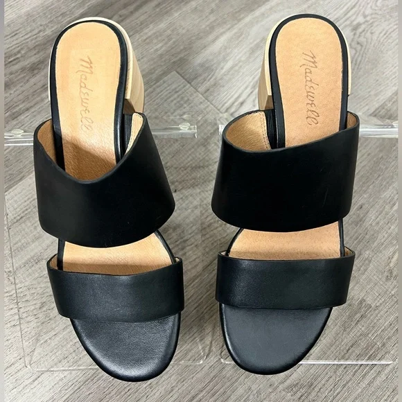 Madewell Leather Kiera Mule Strappy Black Sandal Sz 7 - Picture 11 of 13